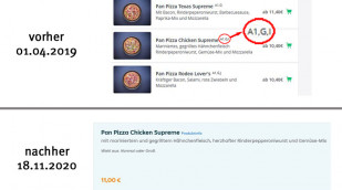 alt: Angebot Pan Pizza Stuttgart, lieferheld.de, 01.04.2019; neu: lieferando.de, 18.11.2020