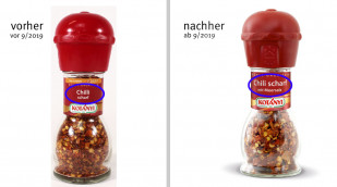 alt: Kotanyi Chilli scharf, vor 09/2019; ab 09/2019; Herstellerfoto