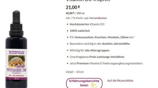 Robert Franz Vitamin D3 Tropfen für Gürteltiere, robert-franz-naturprodukte.de, 23.06.2020