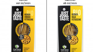 alt: Just Taste Bio Kichererbsen Fettuccine, bis 02/2021; neu: ab 02/2021