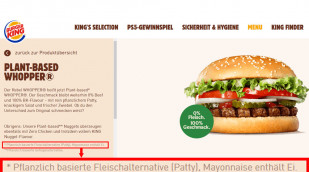 Beschreibung, Burger King Plant-Based Whopper auf burgerking.de, 04.11.2020