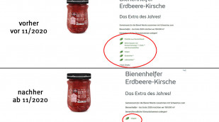 alt: Schwartau Bienenhelfer Erdbeere-Kirsche, schwartau.de, 13.05.2020; neu: 10.11.2020