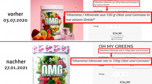 alt: OMG Oh my greens, auf rockanutrition.de, 03.07.2020; neu: 27.01.2021