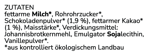 Beispiel für ein Zutatenverzeichnis mit Allergen- und Mengenkennzeichnung (jeweils hervorgehoben im Zutatenverzeichnis)