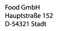 Beispiel für die Angabe der verantwortlichen Firma: Firmenname und Anschrift