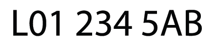 Beispielabbildung einer Chargennummer: "L01 234 5AB"