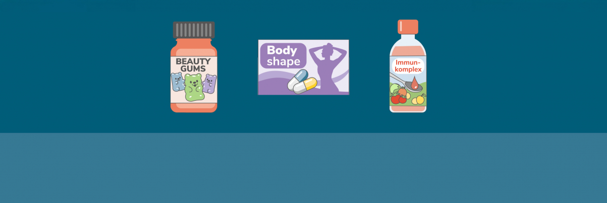 Drei Packungen mit Nahrungsergänzungsmitteln