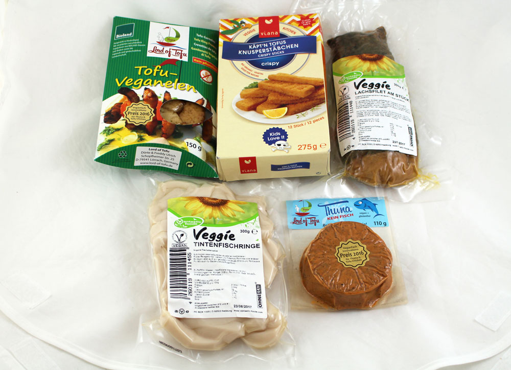 Veganer Fischersatz: Lachs und Garnelen aus Tofu und Weizeneiweiß ...